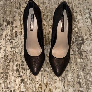 BCBGMaxAzria Black Glitter Wedges - 7B